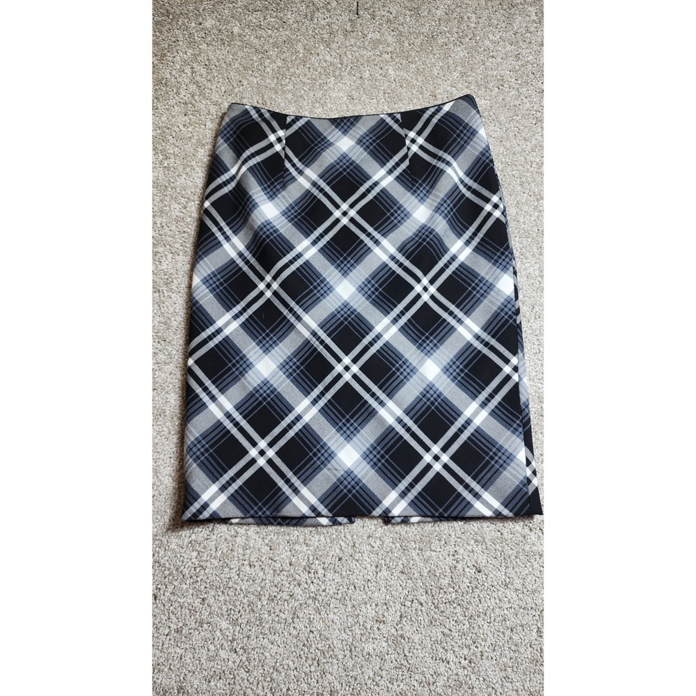 WHBM Classic Black/White Plaid Pencil Midi Skirt Casual Workwear A-Line Size 10